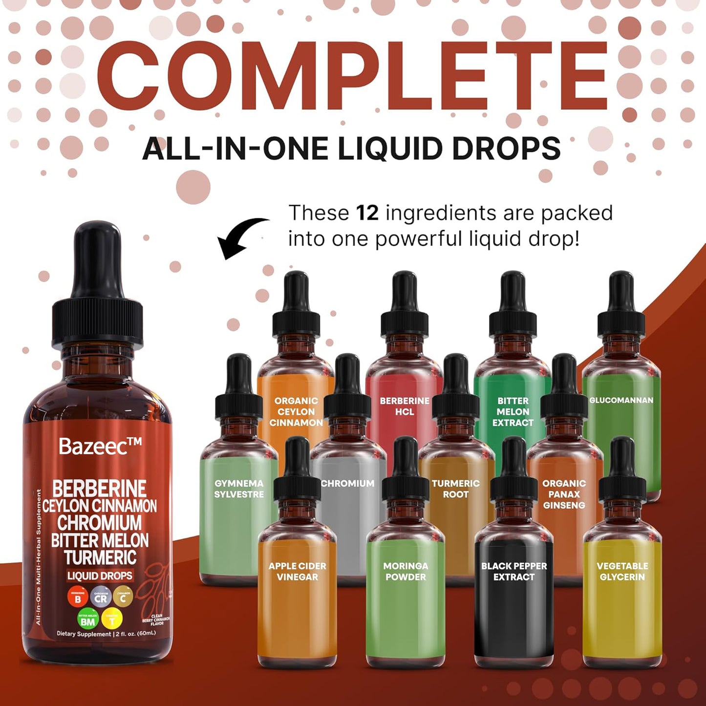 Organic Ceylon Cinnamon Berberine Liquid Drops Supplement with Bitter Melon Extract, Glucomannan, Gymnema, Chromium, Turmeric, Organic Panax Ginseng