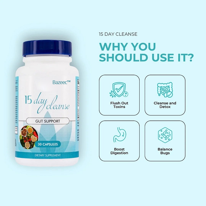 15-day cleanse - Gut and Colon Support | Caffeine Free | Advanced Formula with Senna, Cascara Sagrada, & Psyllium Husk | Non-GMO | Made in USA