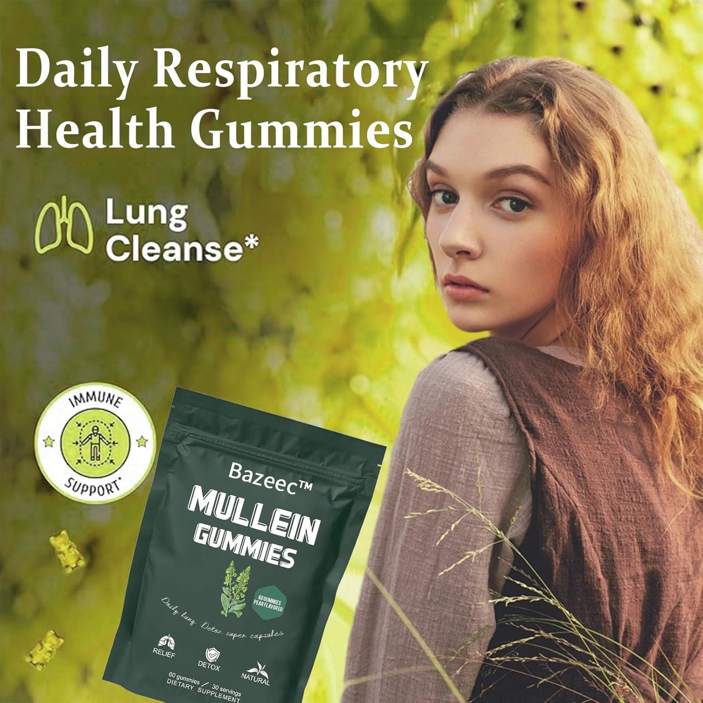 Mullein Gummies | Lung Health & Sinus Relief (30 Day Supply)