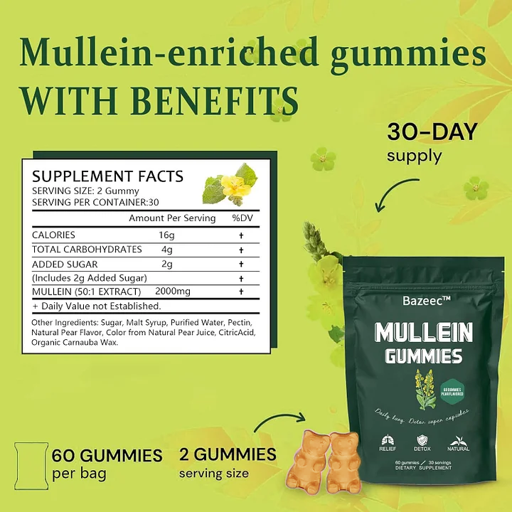 Mullein Gummies | Lung Health & Sinus Relief (30 Day Supply)