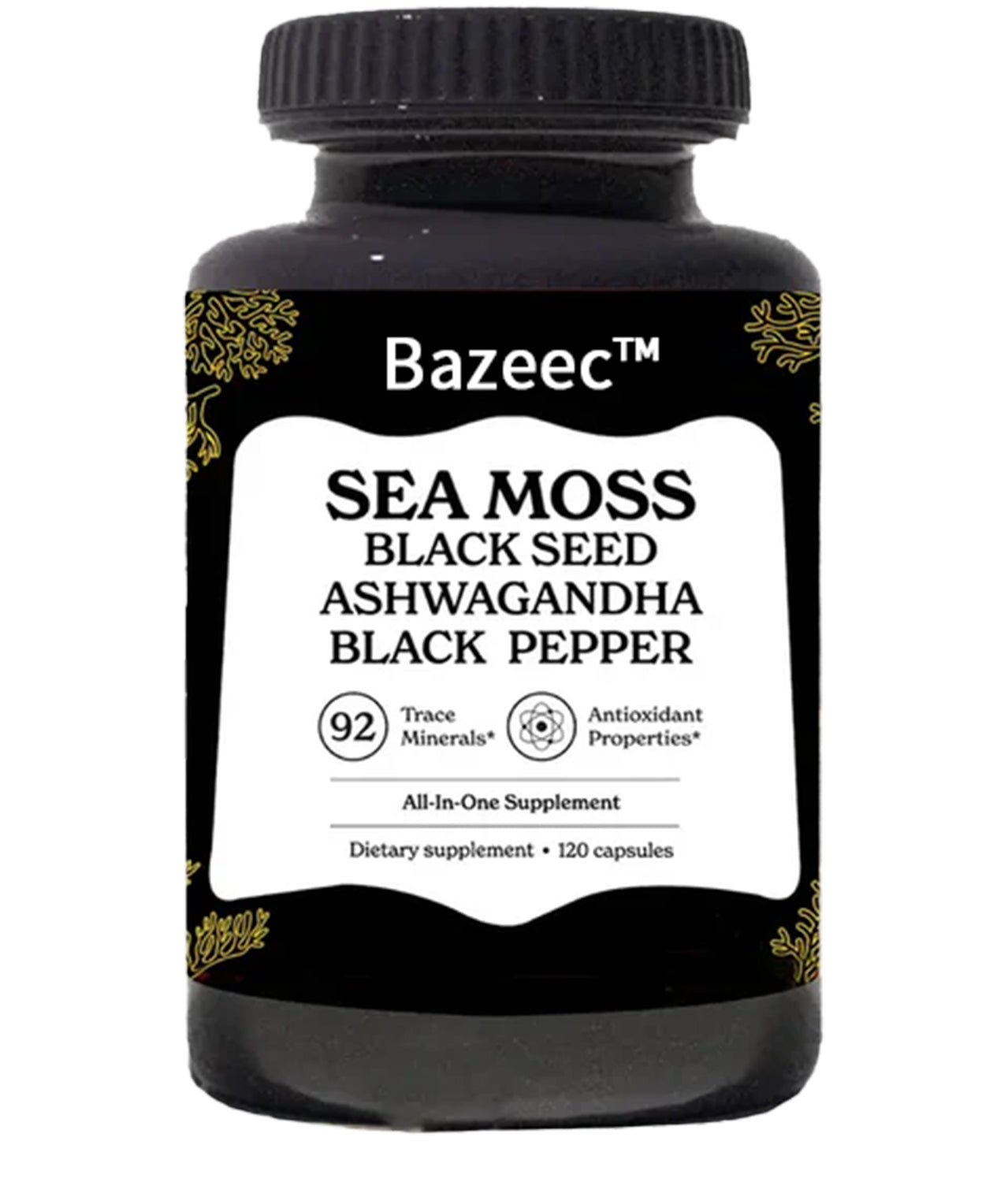 Sea Moss Capsules- Irish Sea Moss with Black Seed Oil, Ashwagandha & Black Pepper for Stamina, Strength & Endurance- High Potency Sea Moss Supplement - 60 Servings, 120 Capsules