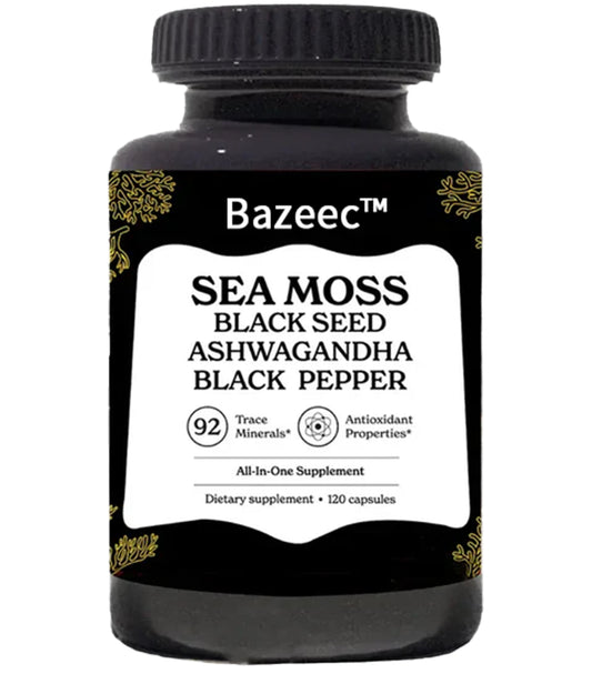 Sea Moss Capsules- Irish Sea Moss with Black Seed Oil, Ashwagandha & Black Pepper for Stamina, Strength & Endurance- High Potency Sea Moss Supplement - 60 Servings, 120 Capsules