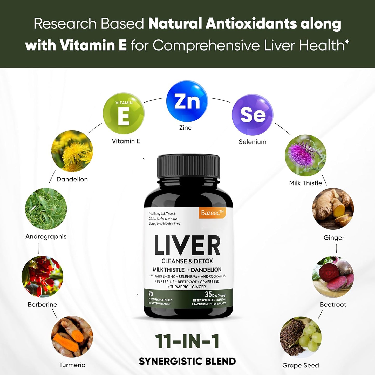 Liver Renew Cleanse Detox, Repair & Support |70 Capsules| 1 Month+ Supply (Pack of 1)| Herbal Supplement for Liver Health| Milk Thistle Dandelion Root with 9 Minerals - pzh