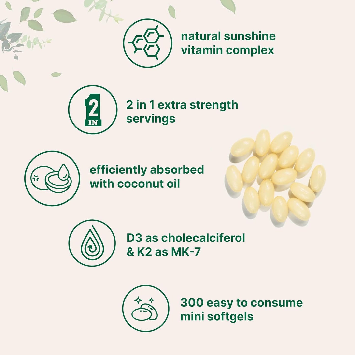 BazeecTM Vitamin D3 K2 Supplement Softgels